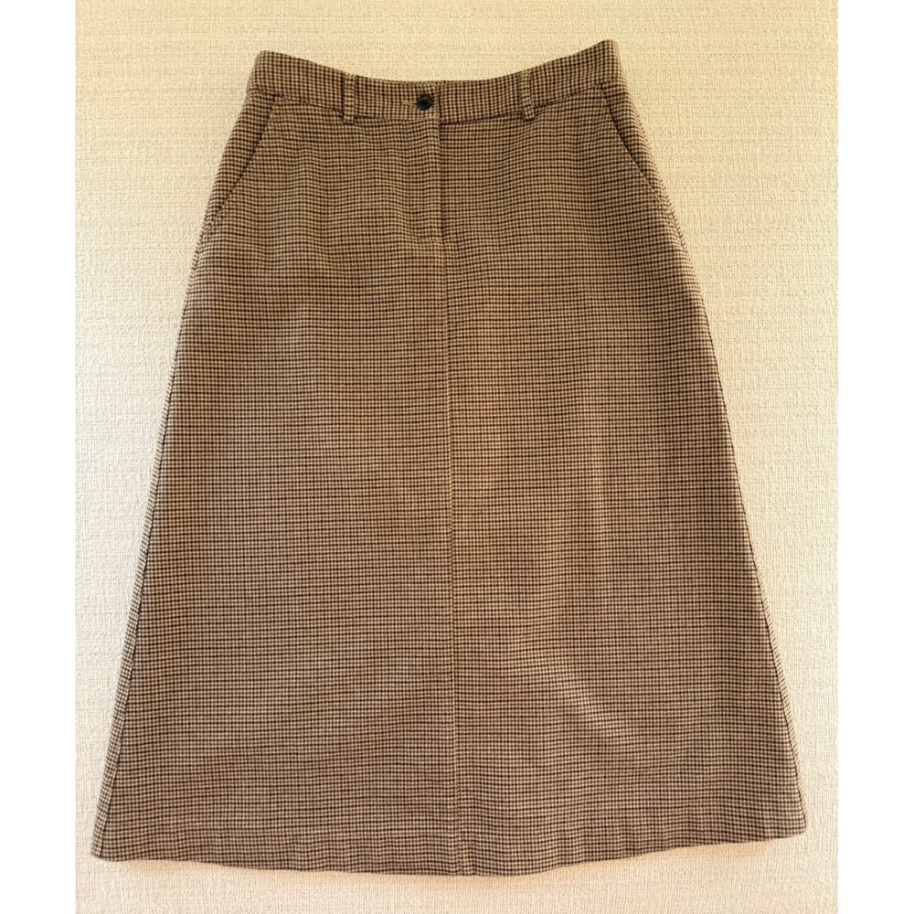 LL Bean Womens Brown Plaid A-Line Maxi Skirt 4 Petite Fall Capsule Old Money